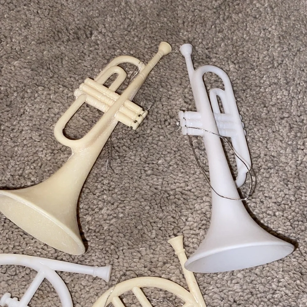 White & cream Musical Instrument Christmas Ornaments set (6)‎ Vintage